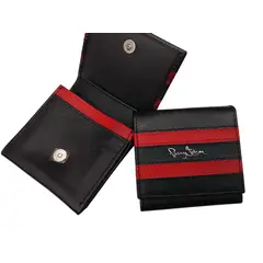 PERRY JHAN - Monedero de Cuero doble compartimiento con Sujetador para Correa