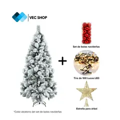 GENERICO - Árbol de navidad Nevado 210m + Combo