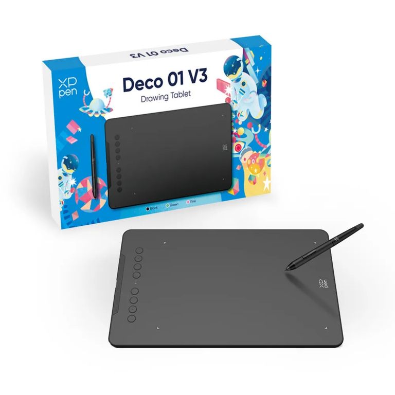 XP-PEN Deco 01 V3 Negro Tableta Gráfica Area 10×6,25″ 16,384 Niveles
