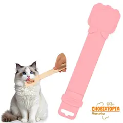 GENERICO - CUCHARA DISPENSADORA EXPRIMIBLE CON TIRA PARA GATOS ROSA-P