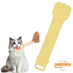 GENERICO - CUCHARA DISPENSADOR EXPRIMIBLE CON TIRA PARA GATOS AMARILLO
