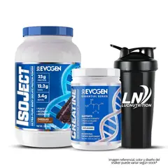 EVOGEN - IsoJect 28 Servicios - Chocolate + Creatina 300 G Micronizada y Monohidratada + Shaker