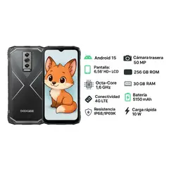 DOOGEE - Celular 10 pro, 6gb ram, 256gb rom, 4G, 5150mAh, Color Negro