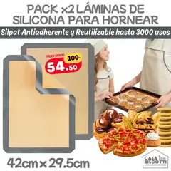 GENERICO - Silpack Silpat de Silicona 42x30cm para Repostería PACK x2 - Tapete Profesional Silicona para Horno