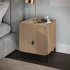 R&R MUEBLES - Velador Moderno Applin Marrón Claro 2 Cajones