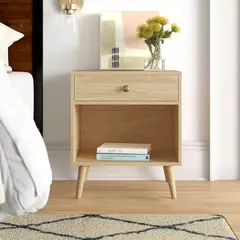 R&R MUEBLES - Velador Moderno Beni 1 Cajón Duna