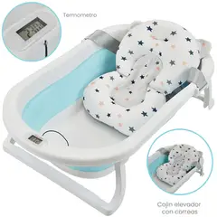 GENERICO - BAÑERA TINA BEBE TERMOMETRO DIGITAL COJIN ANTIDESLIZANTE