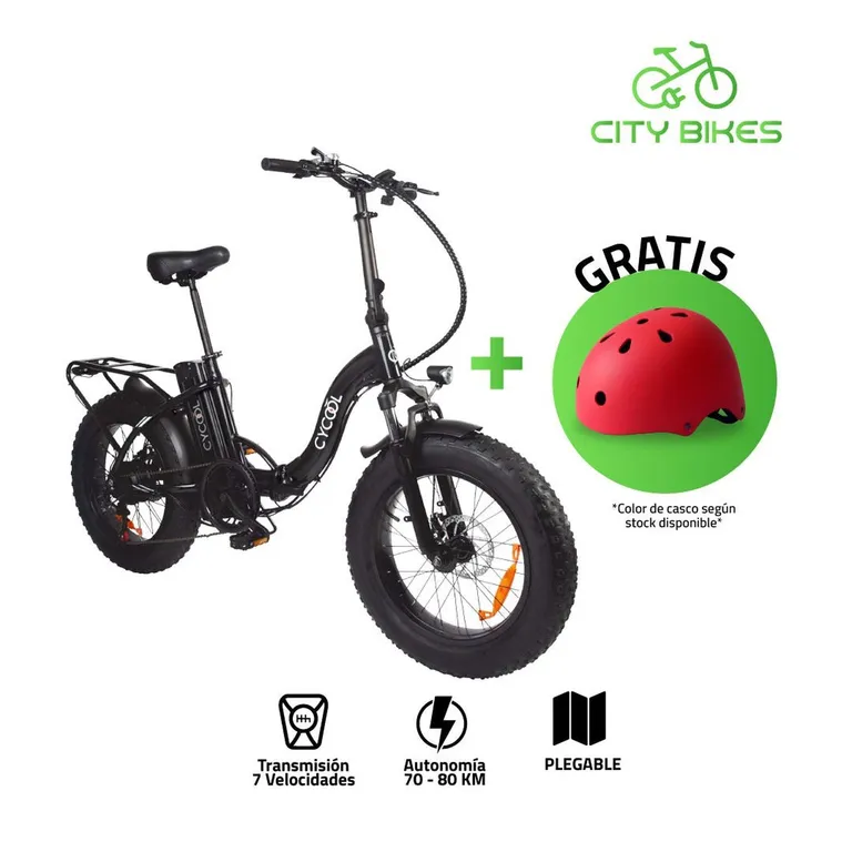 E-BIKE CYCOOL EWILD20W/1005 CON TIMON PLEGABLE, INC. BATERIA, CARGADOR Y LLAVES NEGRO