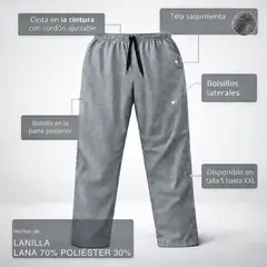 GENERICO - Pantalón para chef cocinero uniforme cocina unisex con bolsillos ajustable