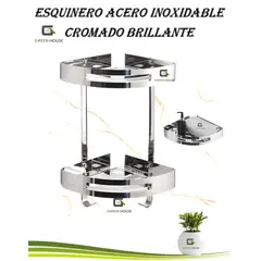GREEN HOUSE - ESQUINERO MULTIUSO ORGANIZADOR DOBLE ACERO INOXIDABLE