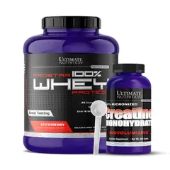 ULTIMATE NUTRITION - Prostar 100 % Whey 5 LB Strawberry + Creatina 300 g + Scoop