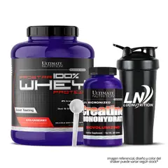 ULTIMATE NUTRITION - Prostar 100 % Whey 5 LB Strawberry + Creatina 300 g + Scoop + Shaker