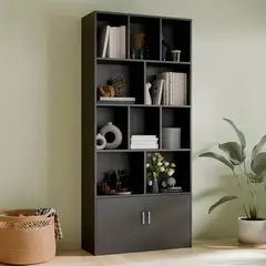 MUEBLES CRISOSTOMO - Librero de Melamina Negro 80cm