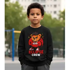 GENERICO - Poleras niño franelado negro osito hoodie