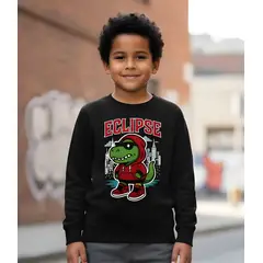 GENERICO - Poleras niño franelado negro Lagarto hoodie