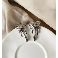 GENERICO - Aretes Drip Corazon en Acero Inoxidable