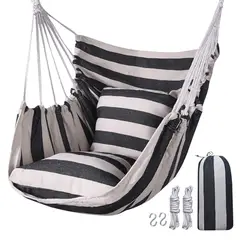 KELLER - Hamaca Silla Colgante con Cojínes Y Funda 100 cm X 130 cm Rayas A58