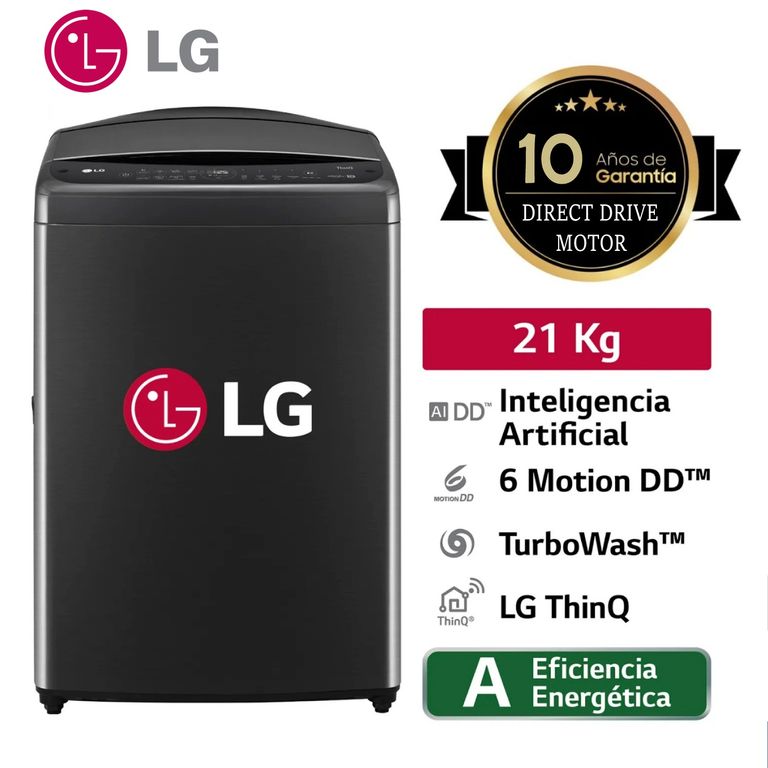 Lavadora WT21PBV6 21Kg AI DD Carga Superior Negro Plateado