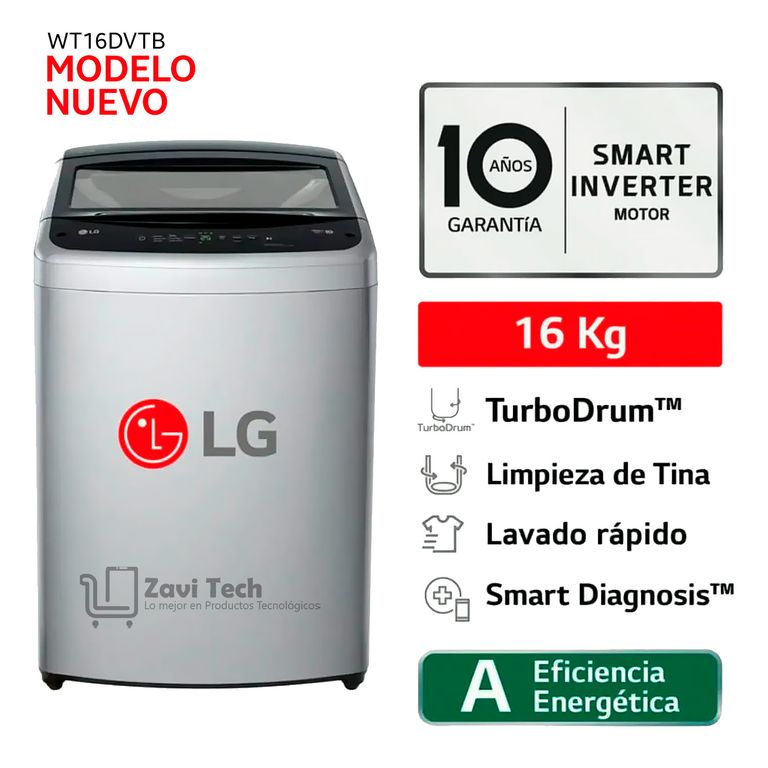 Lavadora 16 kG Smart Inverter Motion con TurboDrum WT16DVTB - Gris