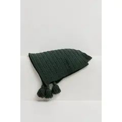 ZALMOHADAS - Manta Deco Verde Relieve Trenzas + Borlas 140x90 cm