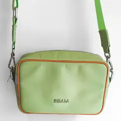 IRISABA - CARTERA DE CUERO DALIA VERDE MENTA CON NARANJA
