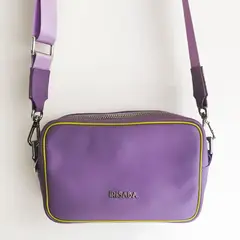 IRISABA - CARTERA DE CUERO PARA MUJER DALIA LILA CON VERDE LIMÓN
