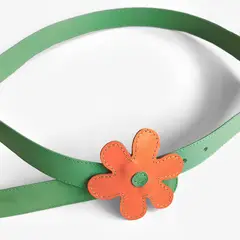 IRISABA - CINTURÓN DE CUERO PARA MUJER DALIA VERDE MENTA CON NARANJA