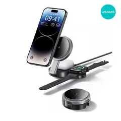 USAMS - Estacion Carga 3en1 de Carga Inalambrica iPhone Airpods Watch