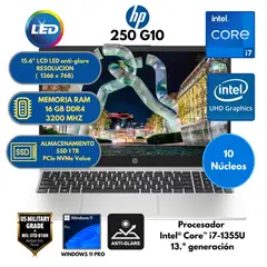 HP - Laptop Intel Core i7 250 G10 RAM 16 GB SSD 1 TB 15.6" LCD LED Windows 11 PRO