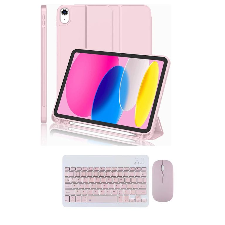 Para iPad 11 (A16) 2025 teclado con mouse rosa teclado por fuera