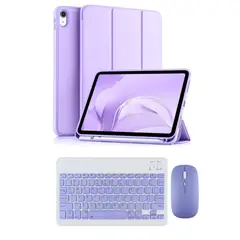 CASE - Para iPad 11 (A16) 2025 teclado con mouse Lila teclado por fuera