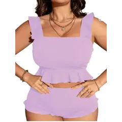 GENERICO - Traje de baño tankini de talla grande para mujer