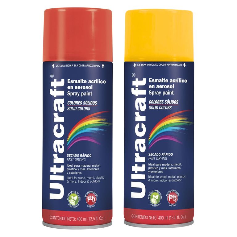 Pintura spray color rojo y crema, ULTRACRAF