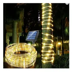GENERICO - Luces Navideña Manguera Led Con Panel Solar Hogar Jardin CALIDO