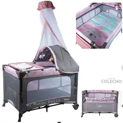 EBABY - Cuna Corral Mecedora Dacora Rosado