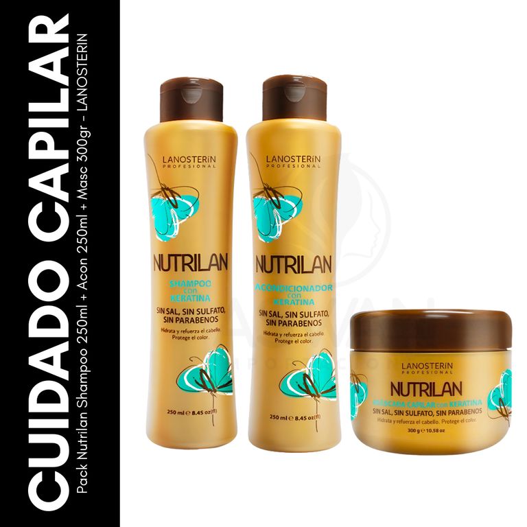 Pack Nutrilan Shampoo 250ml + Acon 250ml + Masc 300gr - LANOSTERIN