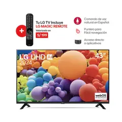 LG - TELEVISOR 43 LED SMART TV UHD 4K CON THINQ AI 43UT7300PSA + CONTROL MAGIC