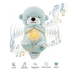 GENERICO - PELUCHE MUSICAL NUTRIA GRANDE CELESTE CON SONIDO Y LUZ PARA BEBÉS Y NIÑOS