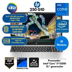 HP - Laptop Intel Core i7 250 G10 RAM 32 GB SSD 1 TB 15.6" LCD LED Windows 11 PRO