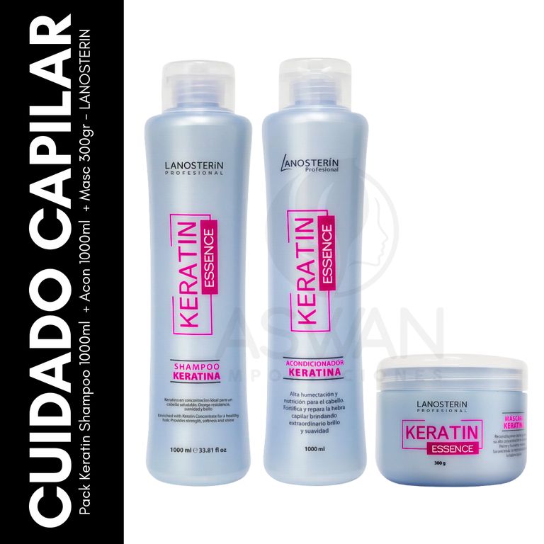 Pack Keratin Shampoo 1000ml + Acon 1000ml + Masc 300gr - LANOSTERIN