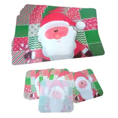 GENERICO - Set de 6 Individuales navideños para mesas y 6 Porta vasos o taza