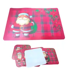 GENERICO - Set de 6 Individuales navideños para mesas y 6 Porta vasos o taza