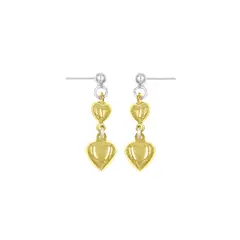 BALIQ - Aretes 2 Corazones Goldensilver