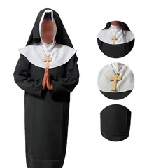 GENERICO - Disfraz Completo Modelo Monja Cosplay Talla M