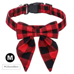GENERICO - Collares con lazo de navidad para mascotas rojo y negro