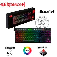 REDRAGON - Teclado Mecánico HORUS TKL K622 RGB Switch Rojo Cableado