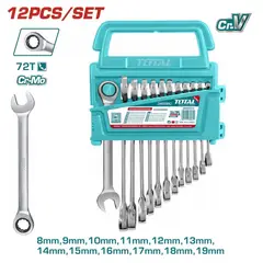 TOTAL TOOLS - SET DE 12 LLAVES COMBINADAS FIJAS Y ESTRELLAS TOTAL - THT102RK0126