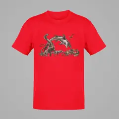 GENERICO - Polo Dinosaurio Jurassic Rebirth Camiseta Niño Dino Algodon Rojo