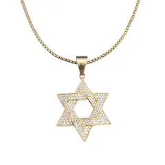 GENERICO - Collar Estrella de David Acero Dorado 316L y Cristales de Zircón