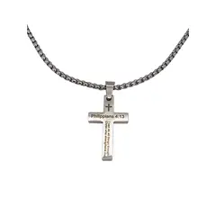 GENERICO - Collar Colgante Cruz Filipense de Acero Natural 316L